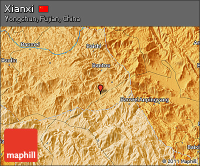 Political 3D Map of Xianxi