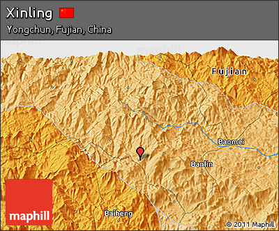 Political 3D Map of Xinling