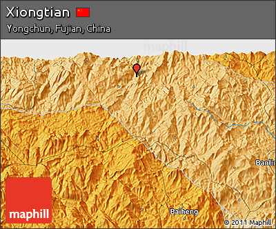 Political 3D Map of Xiongtian
