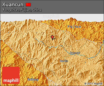 Political 3D Map of Xuancun