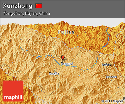 Political 3D Map of Xunzhong