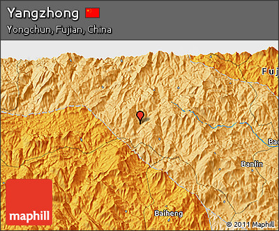 Political 3D Map of Yangzhong
