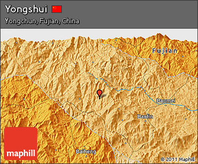 Political 3D Map of Yongshui