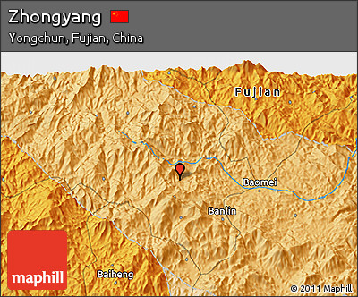 Political 3D Map of Zhongyang