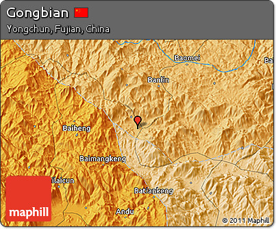 Political 3D Map of Gongbian