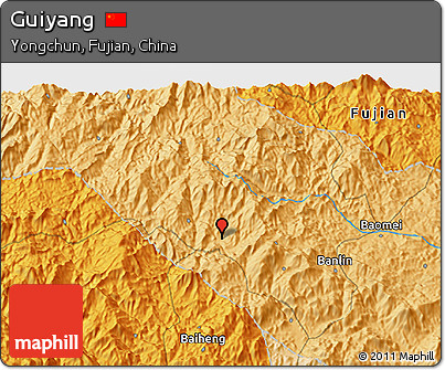 Political 3D Map of Guiyang