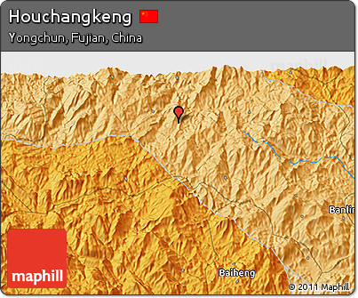 Political 3D Map of Houchangkeng