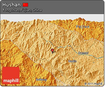 Political 3D Map of Hushan