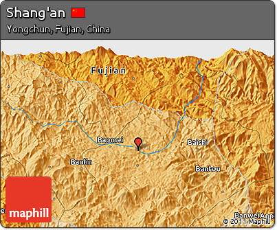 Political 3D Map of Shang'an