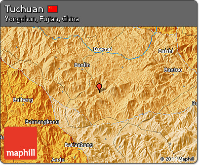 Political 3D Map of Tuchuan