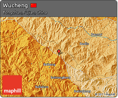 Political 3D Map of Wucheng