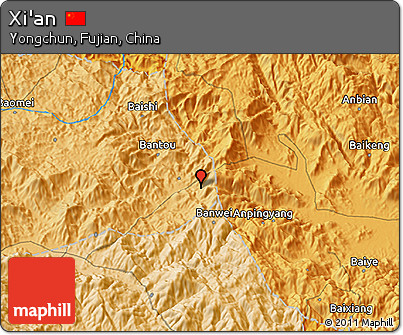 Political 3D Map of Xi'an