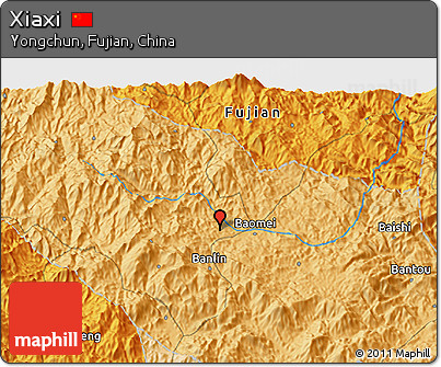 Political 3D Map of Xiaxi