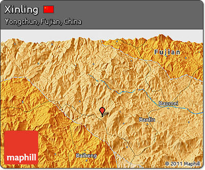 Political 3D Map of Xinling