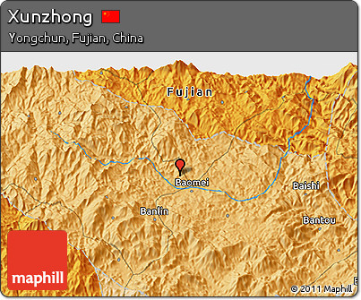 Political 3D Map of Xunzhong