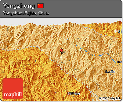 Political 3D Map of Yangzhong