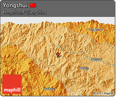 Political 3D Map of Yongshui