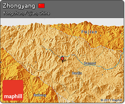 Political 3D Map of Zhongyang
