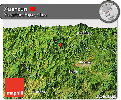 Satellite 3D Map of Xuancun