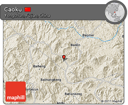 Shaded Relief 3D Map of Caoku