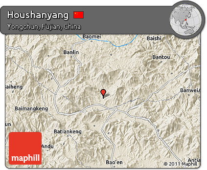 Shaded Relief 3D Map of Houshanyang