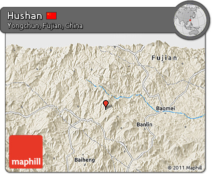 Shaded Relief 3D Map of Hushan