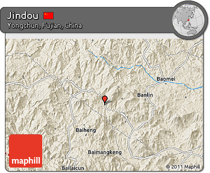 Shaded Relief 3D Map of Jindou