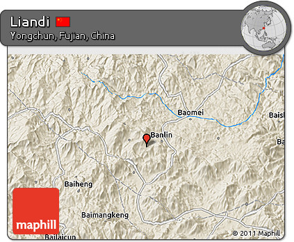 Shaded Relief 3D Map of Liandi