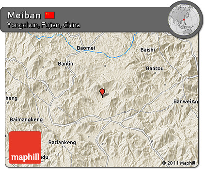 Shaded Relief 3D Map of Meiban