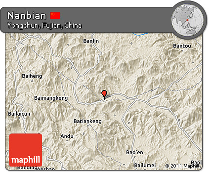 Shaded Relief 3D Map of Nanbian