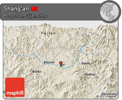 Shaded Relief 3D Map of Shang'an