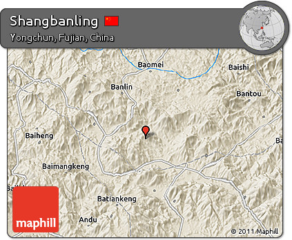 Shaded Relief 3D Map of Shangbanling