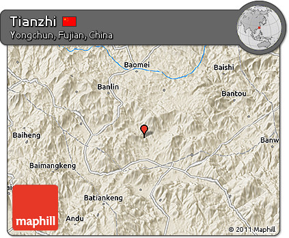 Shaded Relief 3D Map of Tianzhi