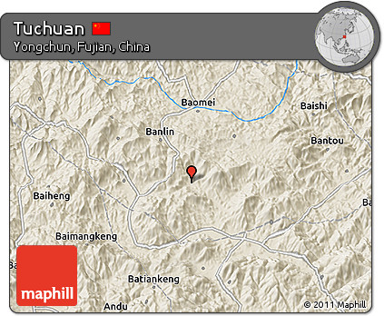 Shaded Relief 3D Map of Tuchuan