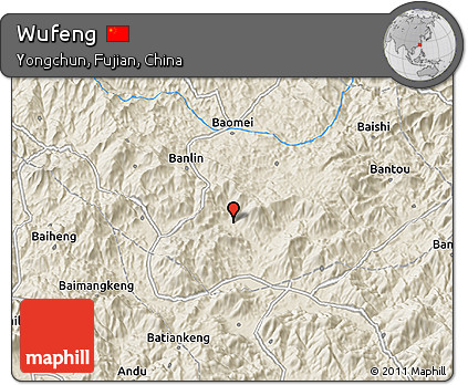 Shaded Relief 3D Map of Wufeng