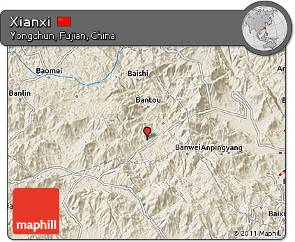 Shaded Relief 3D Map of Xianxi