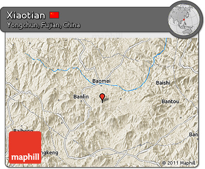 Shaded Relief 3D Map of Xiaotian