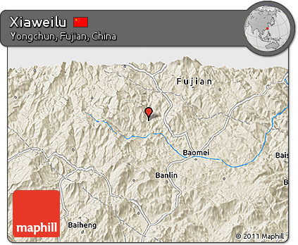 Shaded Relief 3D Map of Xiaweilu