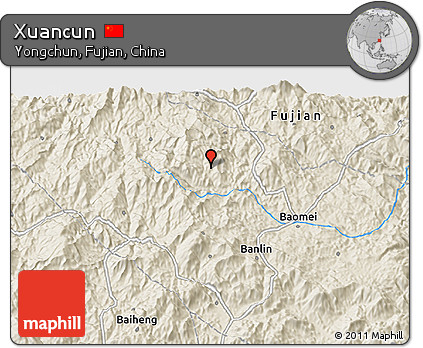 Shaded Relief 3D Map of Xuancun