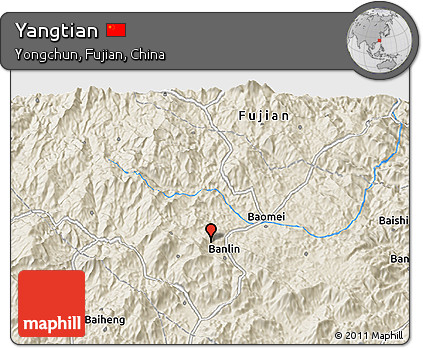Shaded Relief 3D Map of Yangtian