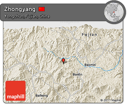 Shaded Relief 3D Map of Zhongyang