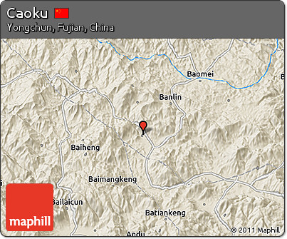 Shaded Relief 3D Map of Caoku