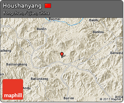 Shaded Relief 3D Map of Houshanyang