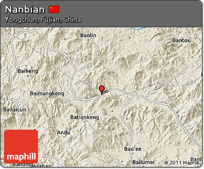 Shaded Relief 3D Map of Nanbian