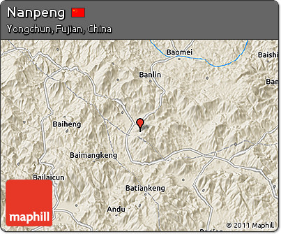 Shaded Relief 3D Map of Nanpeng