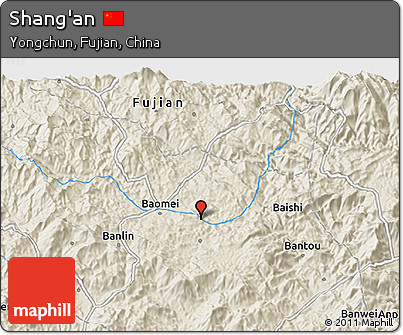 Shaded Relief 3D Map of Shang'an