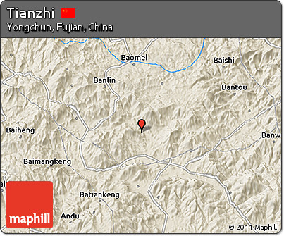 Shaded Relief 3D Map of Tianzhi