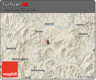 Shaded Relief 3D Map of Tuchuan