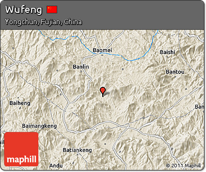 Shaded Relief 3D Map of Wufeng