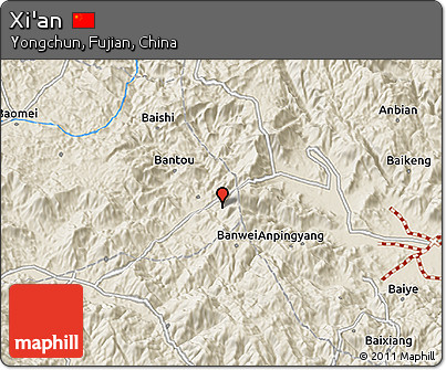 Shaded Relief 3D Map of Xi'an
